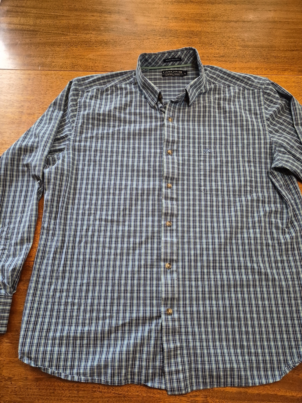 Fish Hippie Blue Plaid Long-Sleeve Button-Down Shirt Size Large